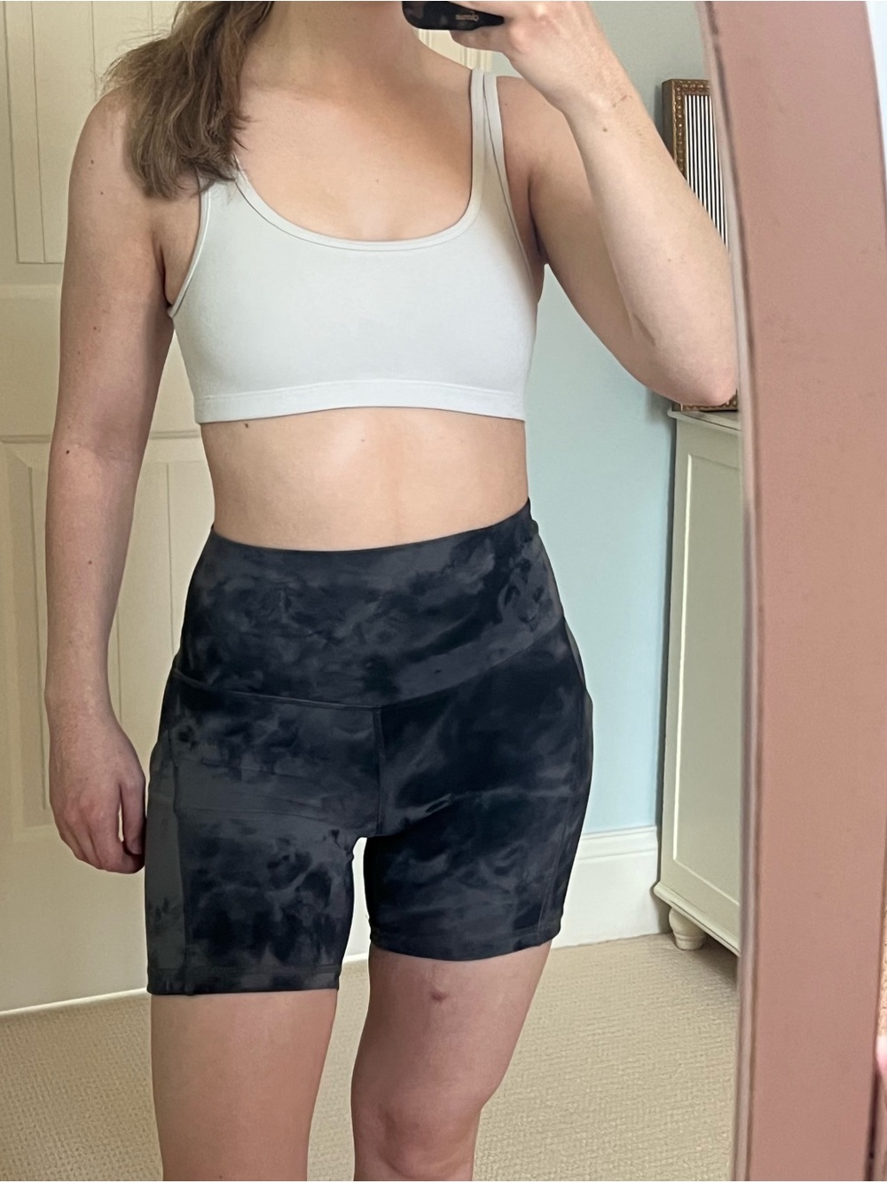Lululemon Black/Grey Tie-Dye Biker Shorts